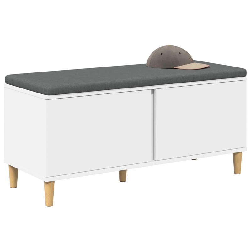 Storage Bench, 46cm H x 100cm W x 38cm D, White