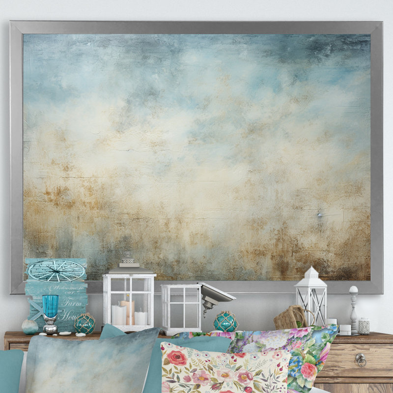 «Elegant Sky Whispers VII», reproduction sur toile, Cadre simple argenté, H 30 po x l 40 po x P 1,5 po