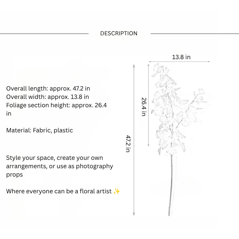 Golden Gingko Branch - 47,2 po, [D] 12 tiges, Doré