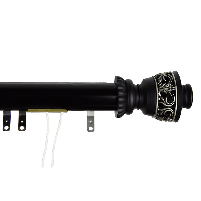 Tringle à rideaux simple réglable 1,5 po Siebert, l 84 po à 156 po, Noir