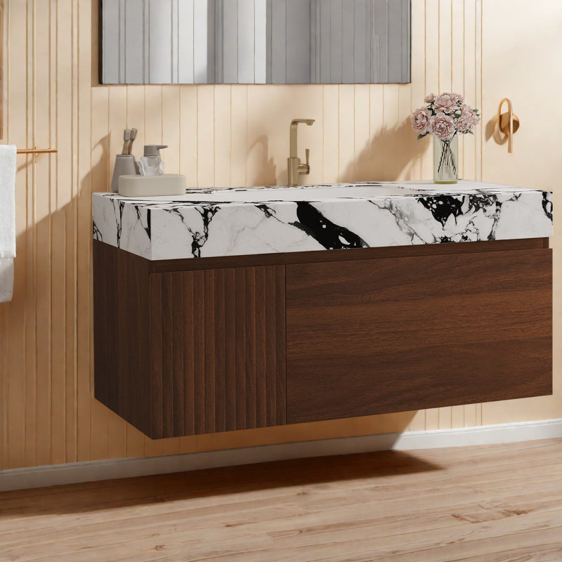 Meubles-lavabos (doivent inclure le meuble et le lavabo) Meuble-lavabo suspendu en noyer de 91 cm (36 po)