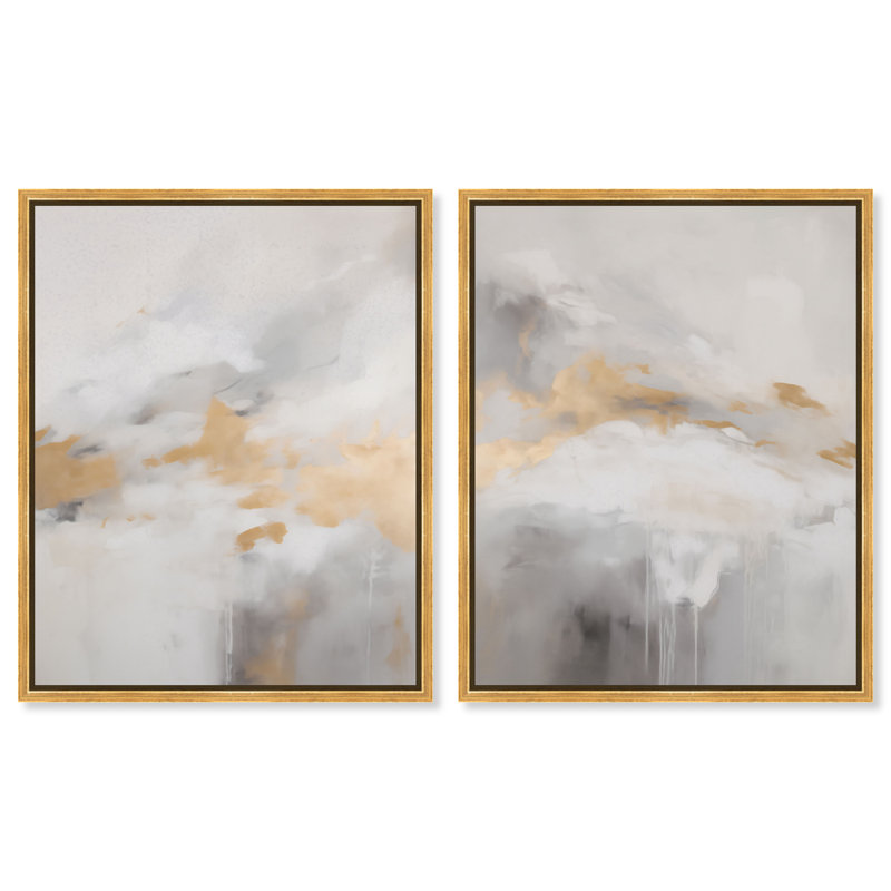 Ensemble d'art mural neutre à impression acrylique Melled Mist Duo par Art Remedy, prêt à accrocher, 36 x 45