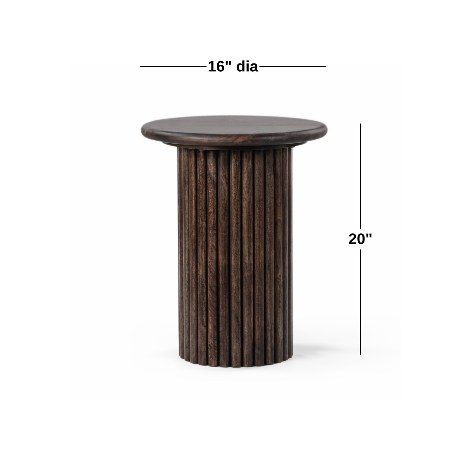 Auren Solid Wood Fluted End Table