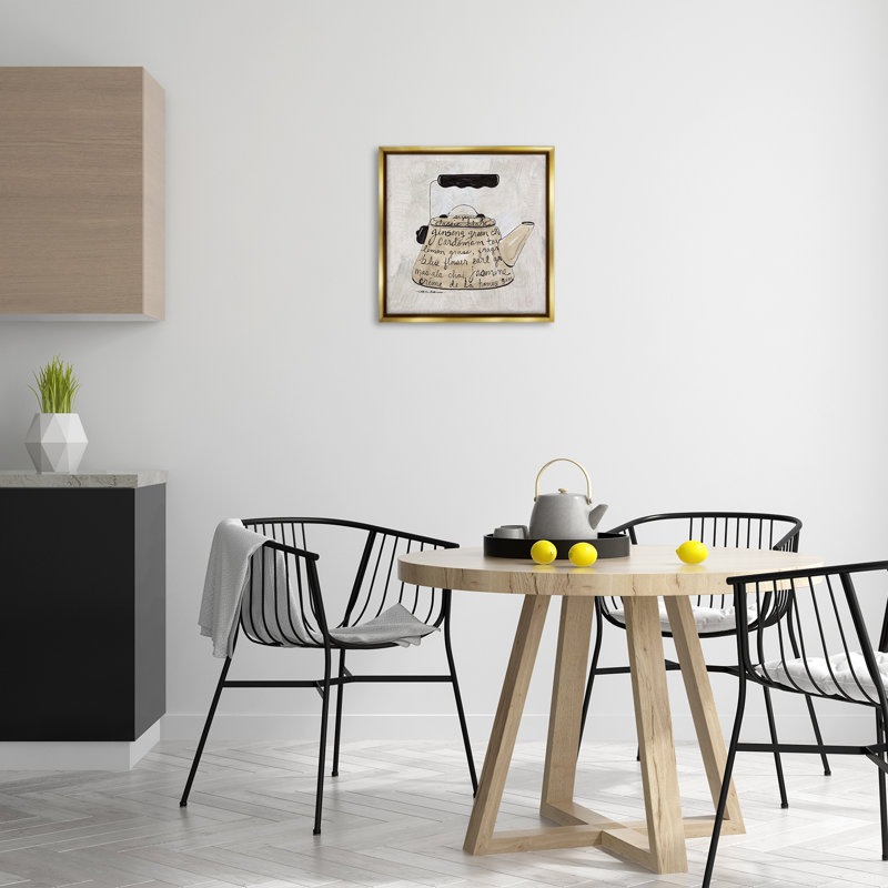 "Coffee & Tea Kettle", art mural sur toile flottant brun, design par Carol Robinson, H 18 po x l 18 po