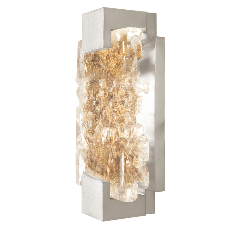 Terra LED Flush Mounted Sconce, Silver, Clear, 15.75" H x 6.25" W x 3.5" D