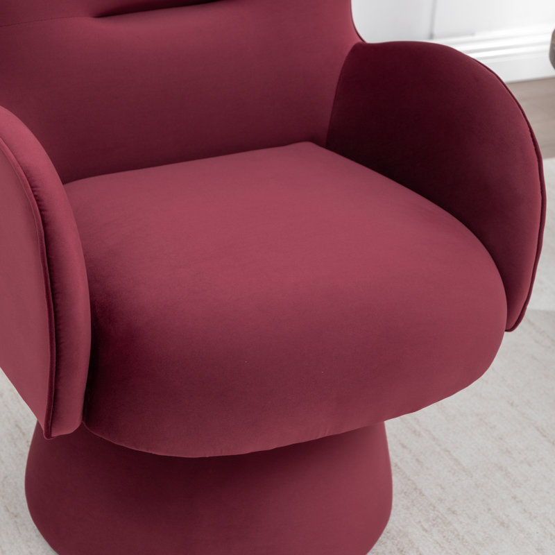 Velvet Revolving Chair, Red