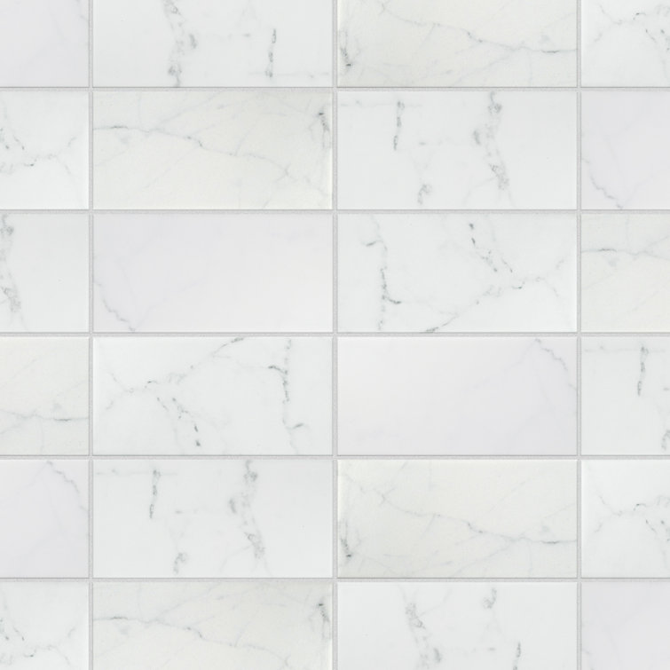 Classico Carrara 3" x 6" Ceramic Stone Look Subway Wall Tile
