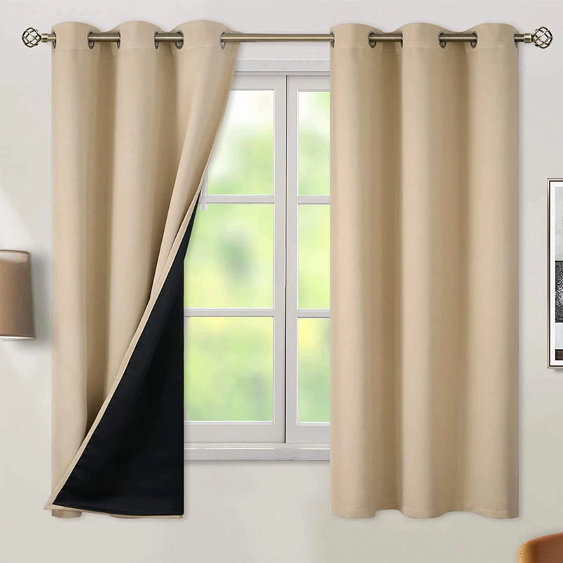 1 Panel 100% Blackout Curtain, 52"×84", Beige