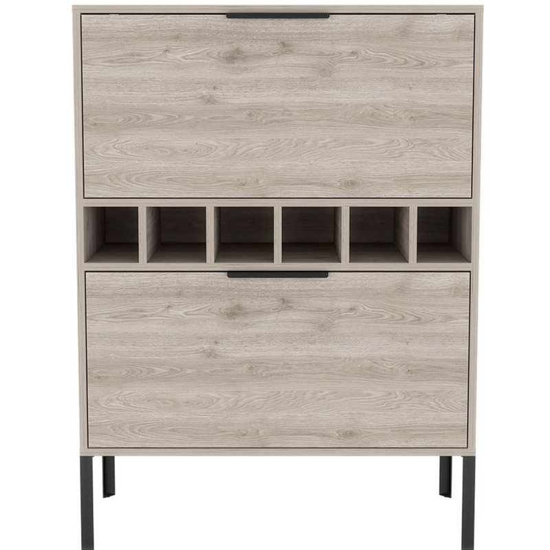 Armoire de bar, six casiers à vin, armoire à deux portes