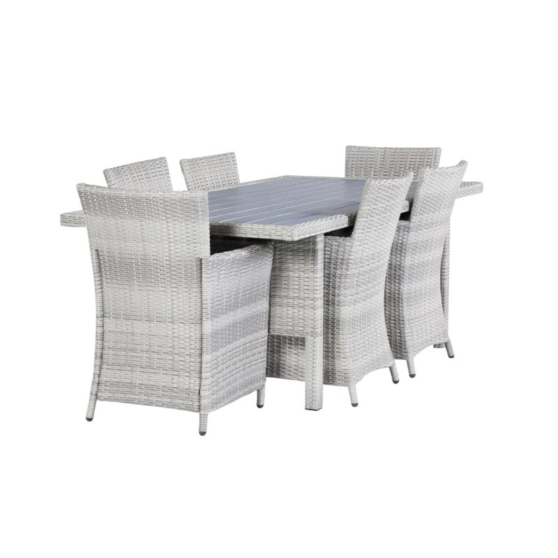 6 - Person Patio Dining Set Rectangular Table with Cushions Included