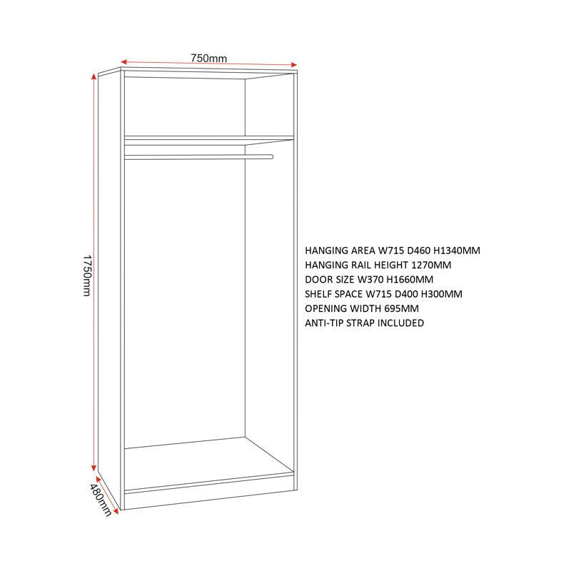 Sumrah 2 Door Manufactured Wood Wardrobe, White