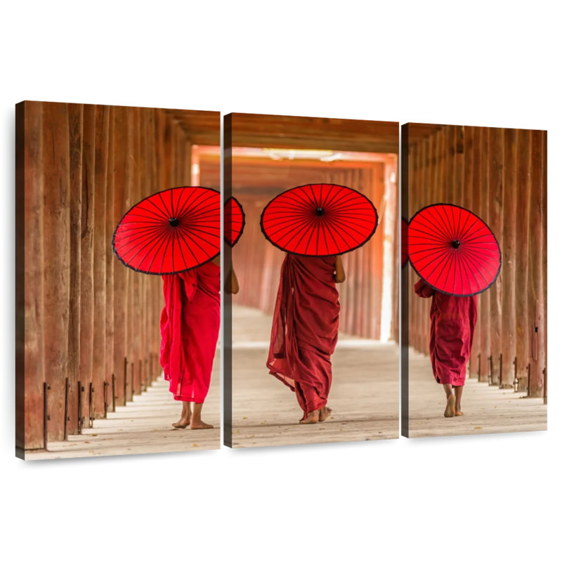 Adella Three Buddhist Monks, 24" H x 38" W