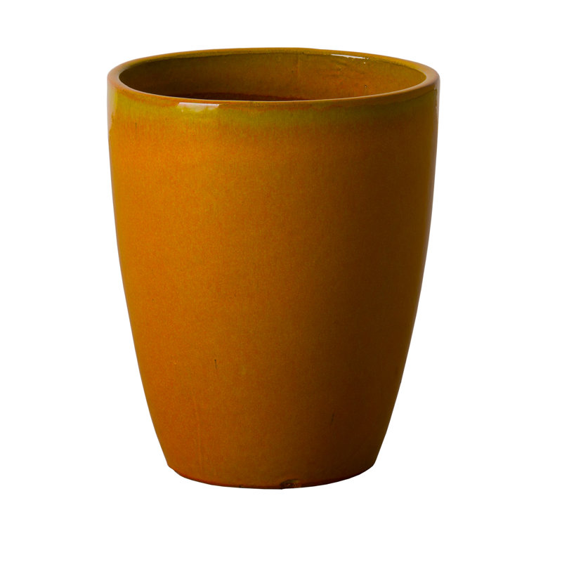 Polygala Handmade Ceramic Pot Planter, 15.5" H x 14" W x 14" D, Burnt Orange