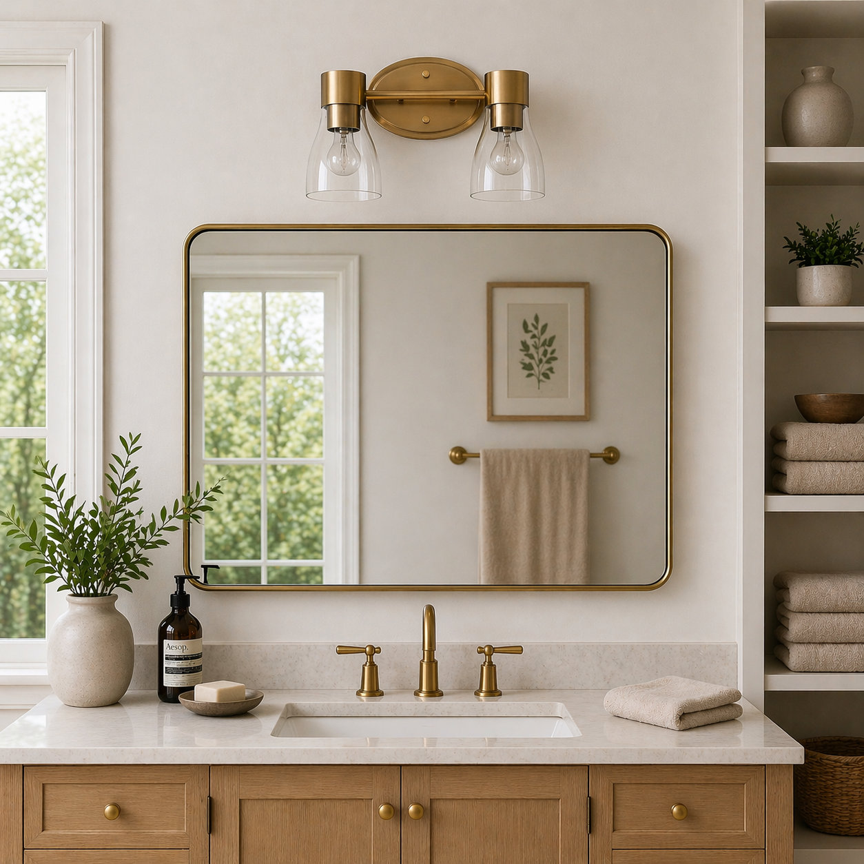 Jessa Dimmable Vanity Light, Brushed Brass, 2