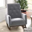 Chaise berçante en tissu et bois massif-678192587
