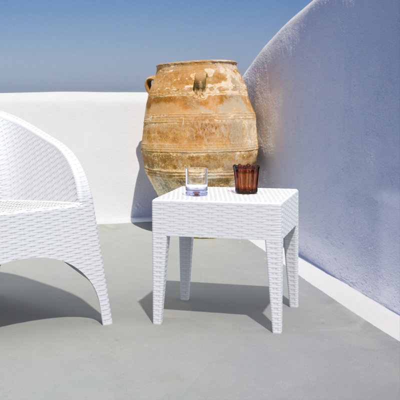 Martz Square Outdoor Side Table, White