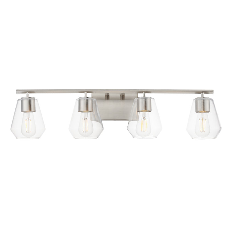 Meuble-lavabo Geode, 31,25 po de largeur, Quatre lumières, Nickel satiné