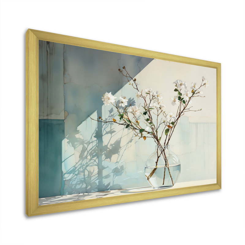 Reflections and Simplicity Vase I sur toile, H 24 po x l 32 po x P 1 po, Cadre doré simple