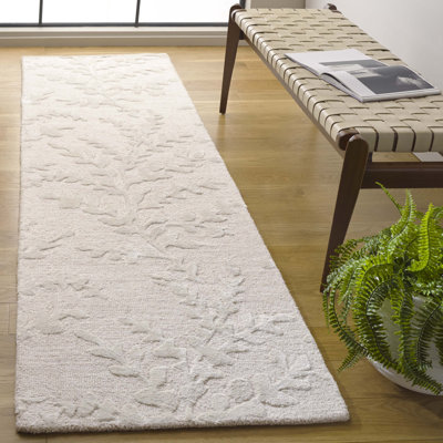 Tapis beige en laine, viscose et coton touffeté à la main Helan