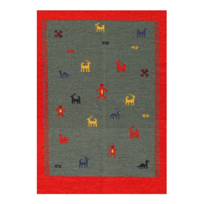 Geometric Area Rug in Red
