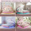 Multi-Sizes Upholstered Princess Bed With Dual-Zone Led, PU Leather Height-Adjustable Headboard, Pink/White (90x190, 90x200, 140x200)-1719422737-1726150390