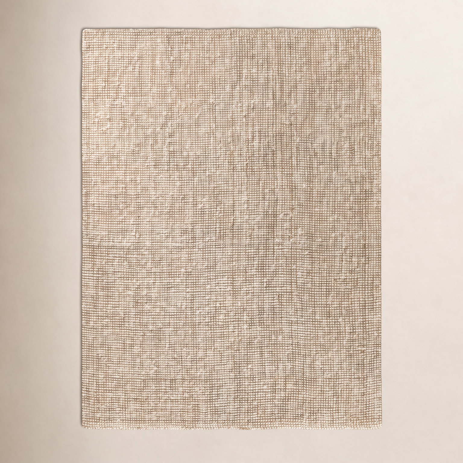 Vesper White Tan Hand-Knotted Jute Rug, Rectangle 5' x 8'