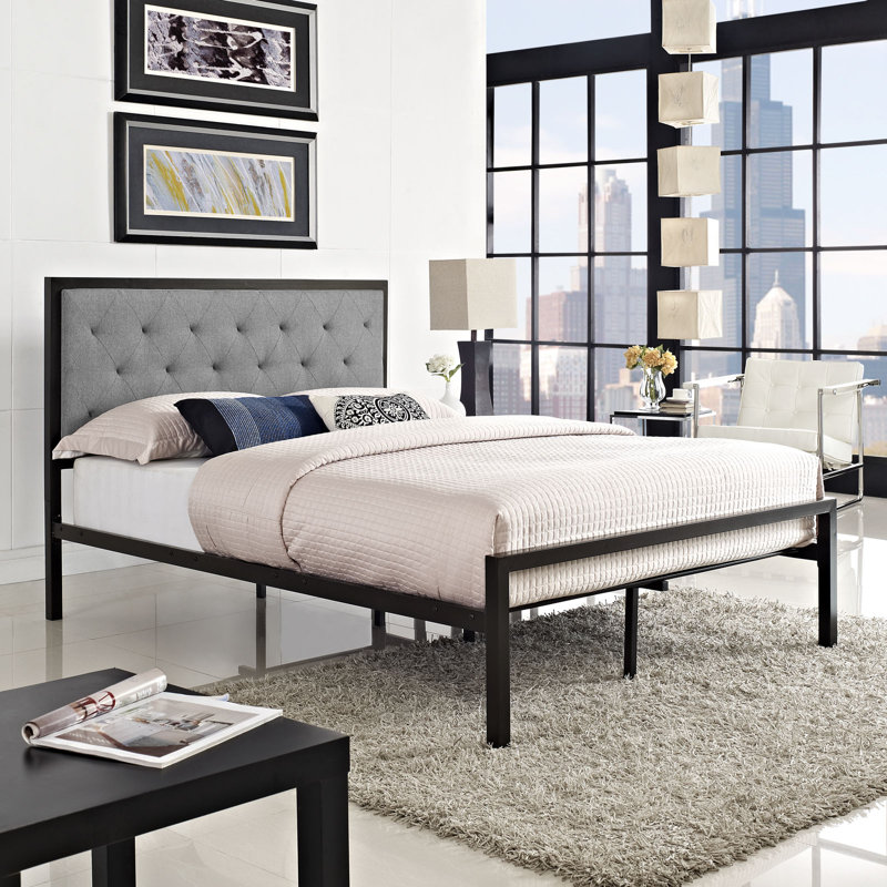 Lit en tissu Modway Mia, Double, Gris