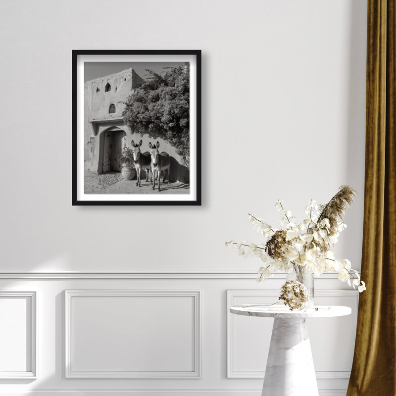 Morning Wait BW Shadowbox Animals Print by Oliver Gal, Black Frame, 16 x 20, 46.5"H x 37.5"W, Black Shadowbox