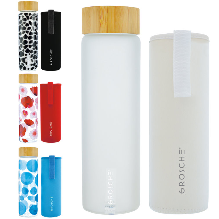 Grosche Venice Eco-friendly Glass Water Bottle With Bamboo Lid And  Protective Sleeve, 22.6 Fl Oz Capacity, Giraffe : Target