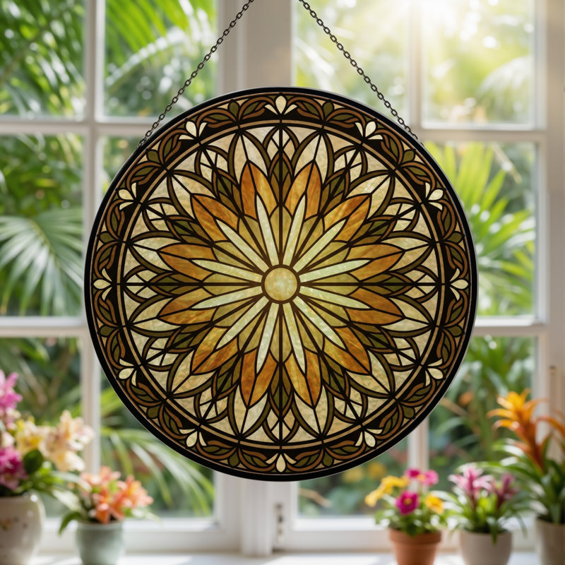 Panneau de vitrail Mandala Design - H 12 po, 12"H