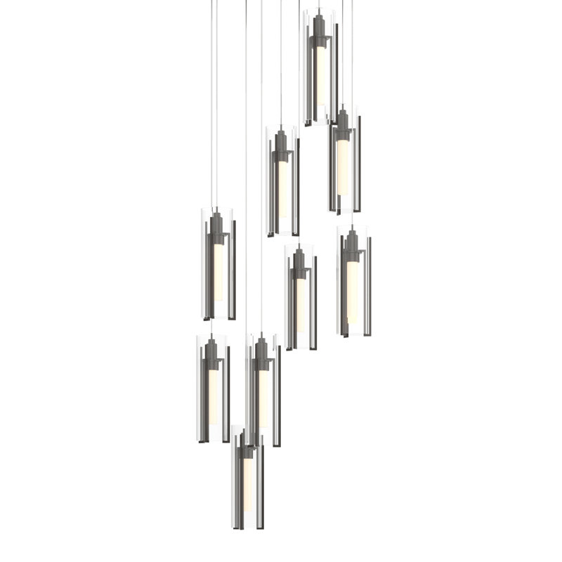 Exos 9 - Light Cylinder Pendant, Clear, Oil Rubbed Bronze, 13" - 130"