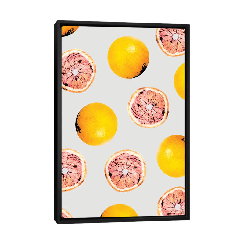 « pamplemousse pattern », impression sur toile, H 26 po x l 18 po x P 1,5 po, Toile avec cadre noir, Pas de tapis