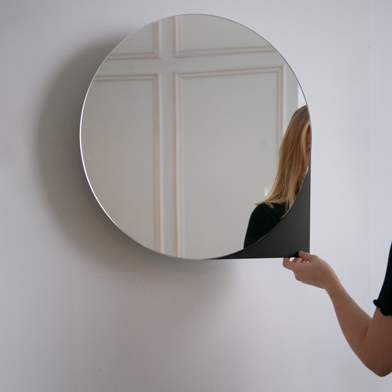 Spinder X BUDDE Steel Mirror, 55 cm H x 55 cm W, Black