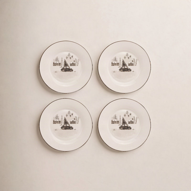 Assiette à salade en porcelaine 7,5 po christmas voiture Scandinavian Wonderland