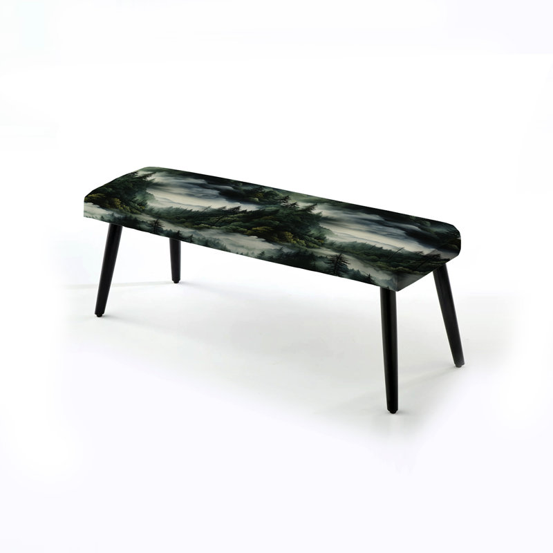 Misty Forest Moody Patterns - Abstract Upholstered Black Bench