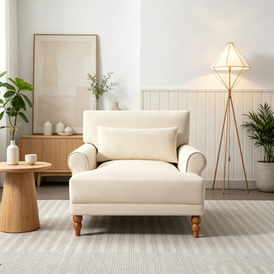Chaise d'appoint avec pieds en bois robustes et coussin moelleux