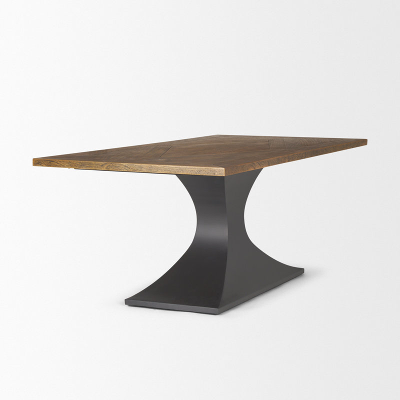Amboise Metal Base Dining Table, Brown