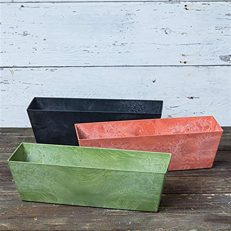 Pente Planter Box, Gray, 6.75" H x 14.5" W x 6.5" D