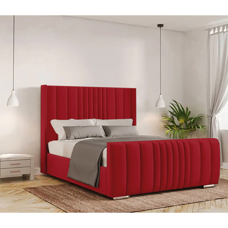 Schwamm Upholstered Bed Frame, Super King (6'), Red