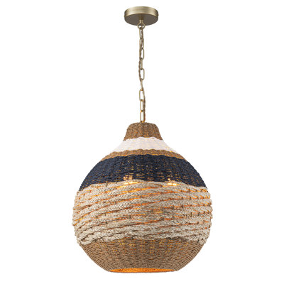 Chinue 14-Inch 3-Light Woven Dome Chandelier
