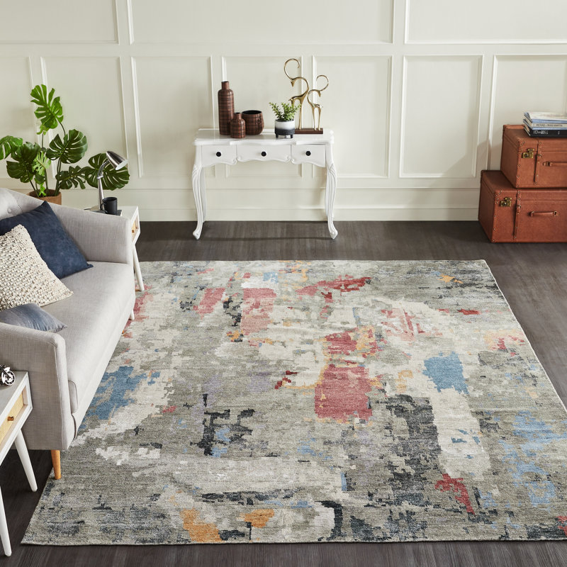 Tapis noué à la main Jaiden Crimson Echo, Tapis de couloir 2 pi 6 po x 10 pi