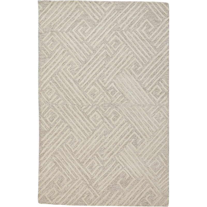 Tapis sable blanchi touffeté à la main Cunningham, Rectangle 5 pi x 8 pi