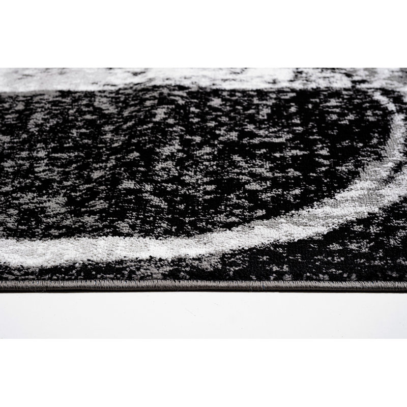 Abstract Area Rug, Rectangle 200 x 290 cm, Black