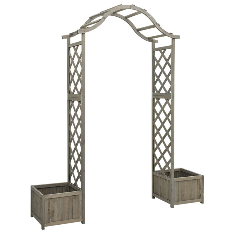 Marlow Home Co. Garden Pergola With Planter Solid Fir Wood, Grey