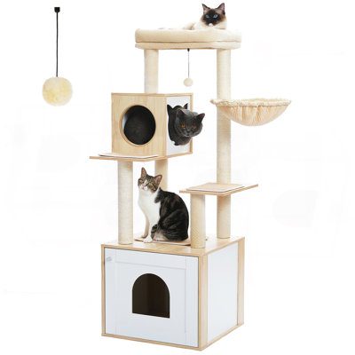 Tour à chat en bois beige Deluxe Condos