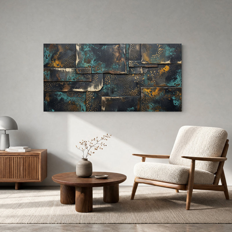 Art mural en toile patinée et rouille, L 46 po x H 24 po