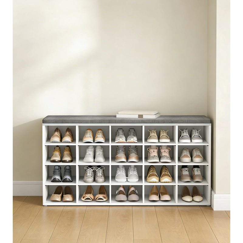 Entryway Storage Bench With Cushioned Seat
