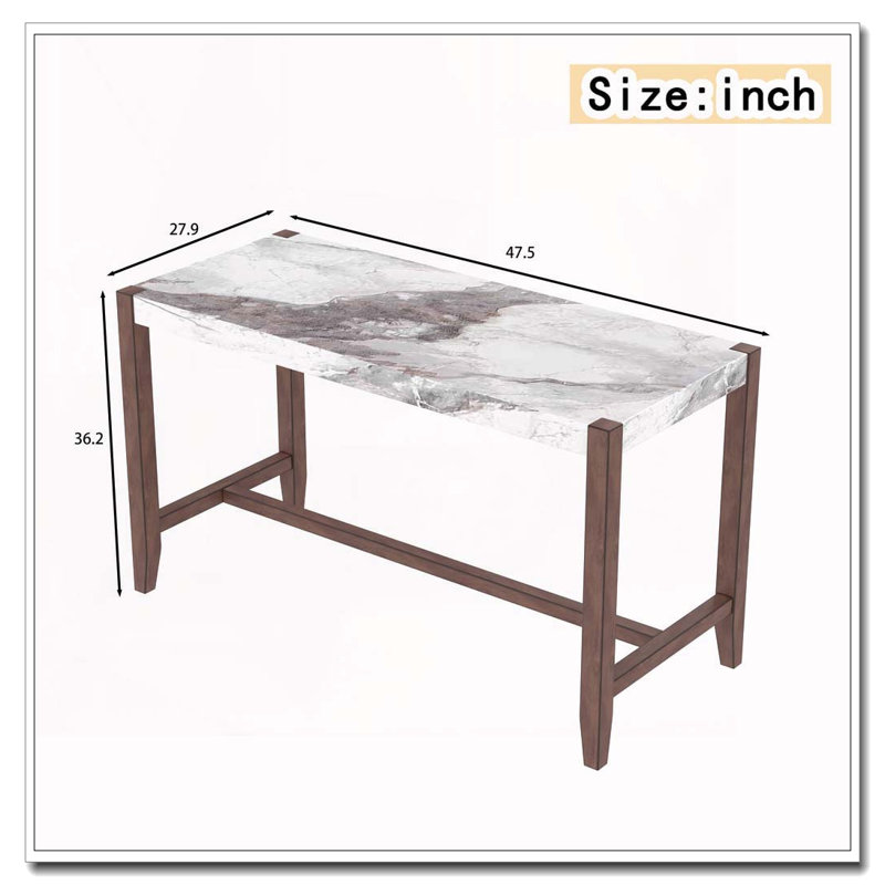 Table de salle à manger rectangulaire à hauteur de comptoir