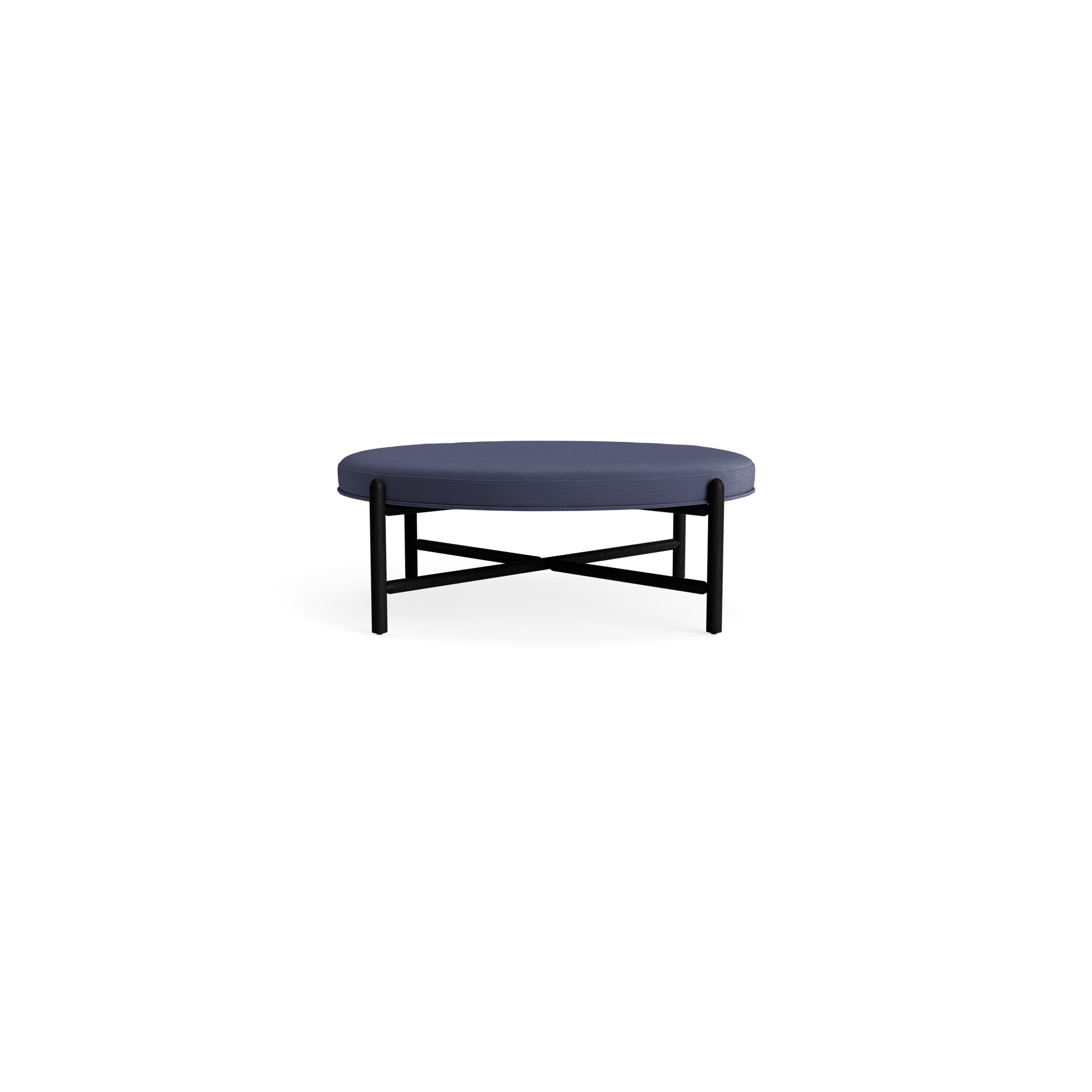 Vane 48" Round Ottoman, Navy, Black