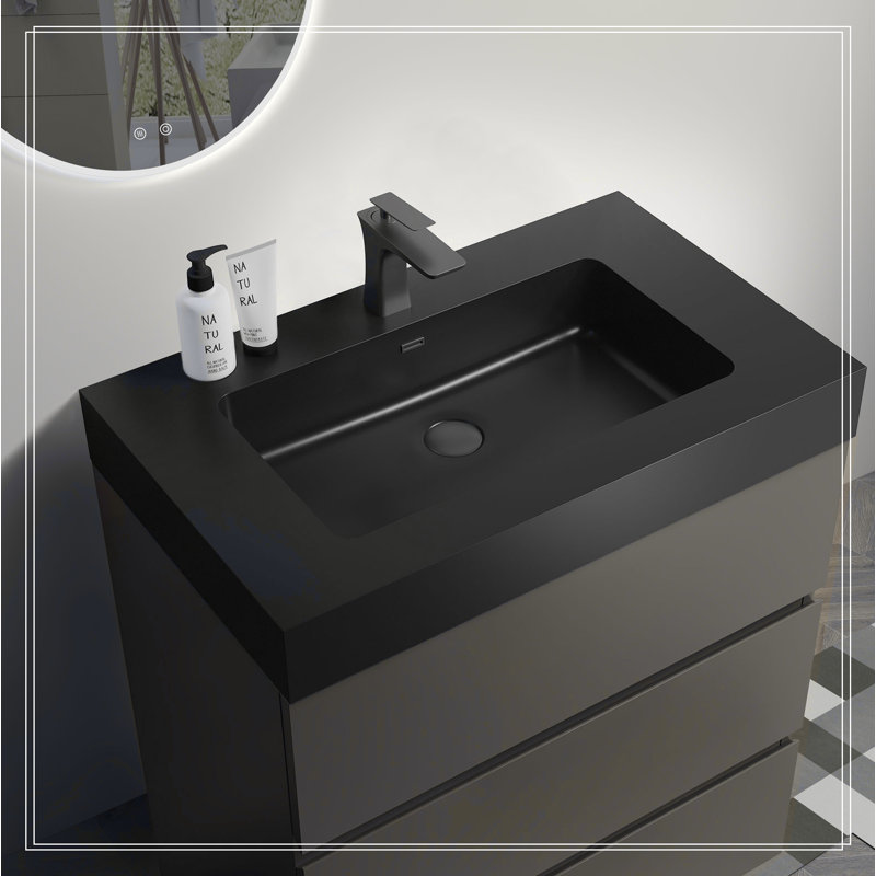 Meuble-lavabo autoportant avec grand lavabo et rangement
